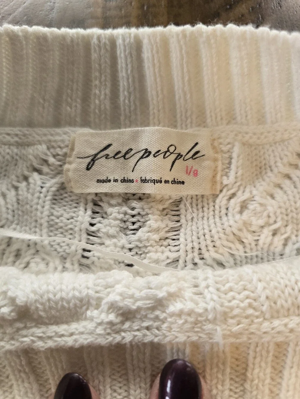 Free People Washed Ashore Cream Oversized Cable Knit Sweater L